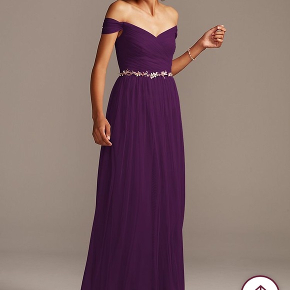 David’s Bridal Dusty Sage Soft Net Gown - Picture 1 of 10